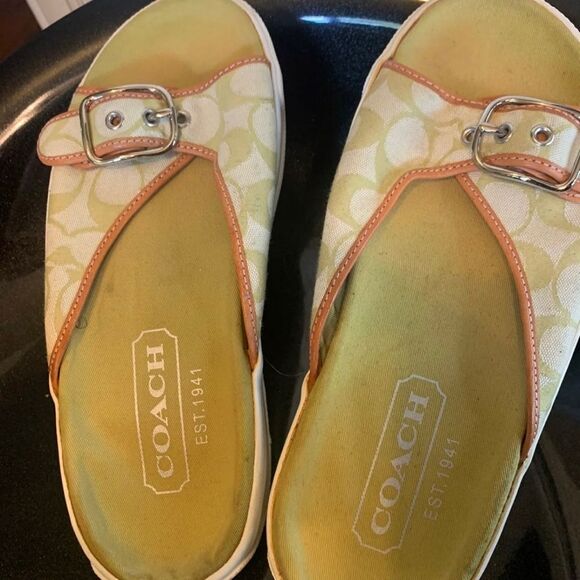 Coach Signature Tan and Orange Bonny P229 Sandals Sz 8 - Picture 5 of 6